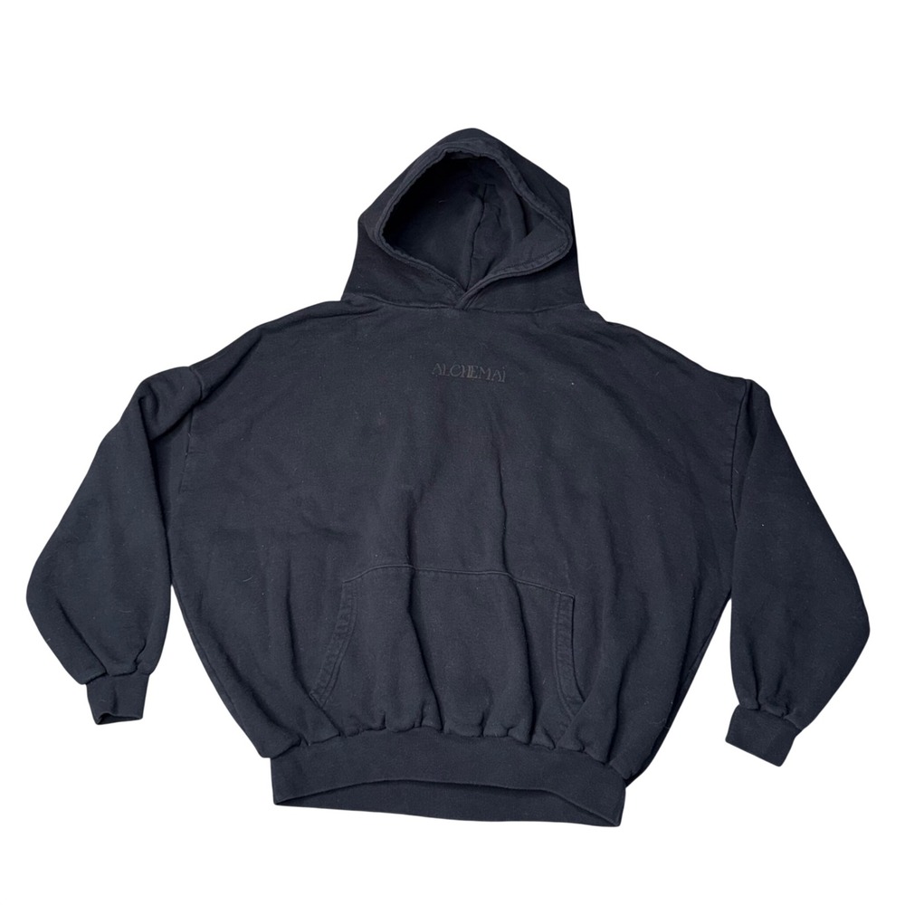 Alchemai Hoodie Unisex XL Black Excellent Fear Of Looking Stupid Graphic Boxy